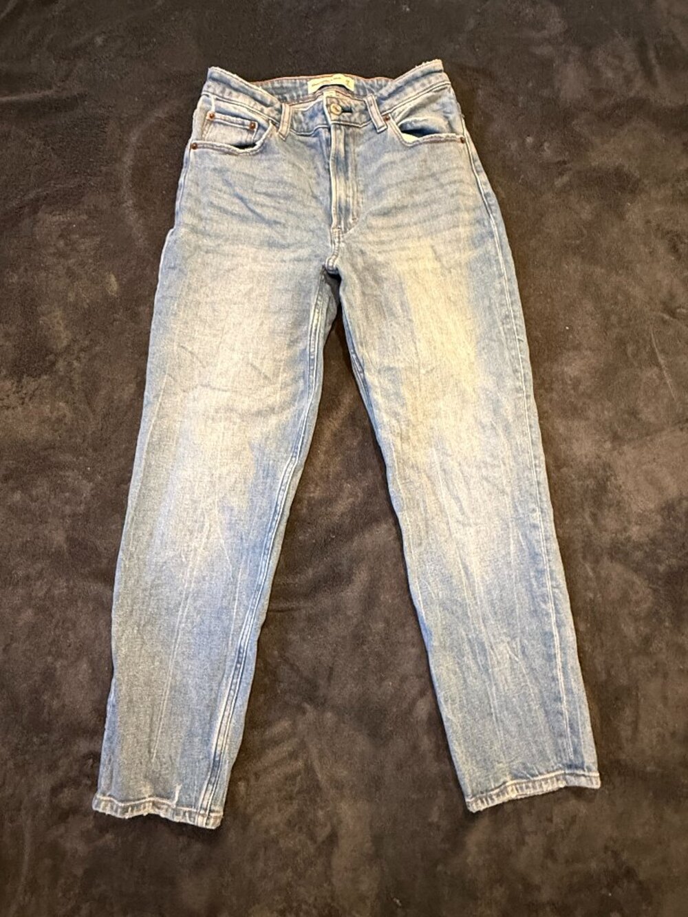 Abercrombie Fitch The Mom High Rise Curve Love Jeans Blue 26 2S Short Tapered